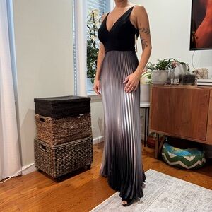 Aqua Black and Silver Gradient Maxi Dress
